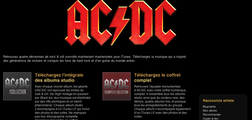 AC/DC maintenant disponible sur iTunes - TheiCollection