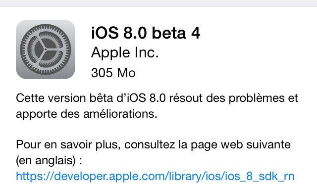 iOS 8 beta 4 est disponible