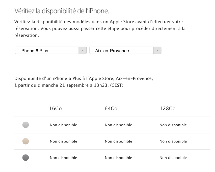 Apple permet de voir l’état des stocks d’iPhone 6 dans les Apple Store