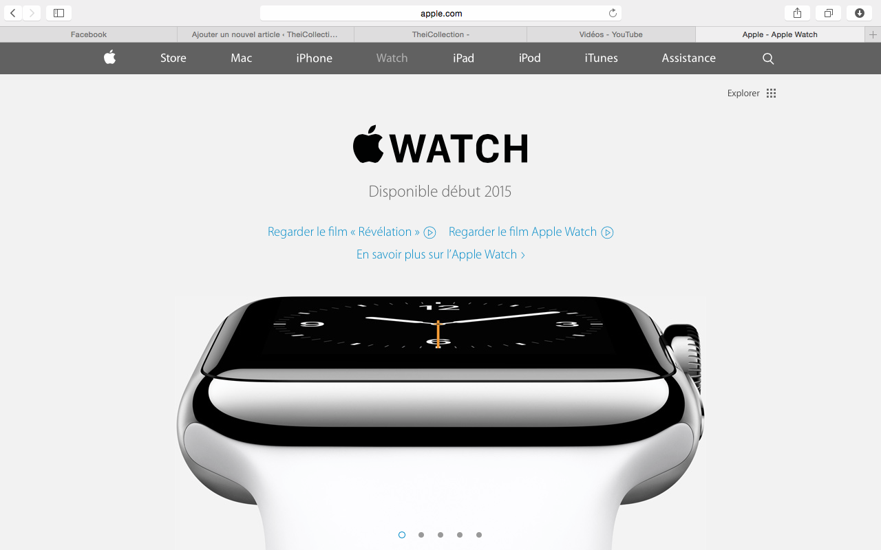 La page d'Apple le 1er janvier 2015